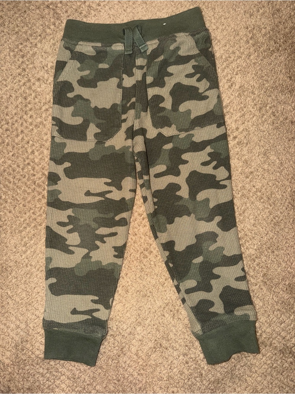 Garanimals Kid’s Green Camo Cotton Blend Waffle Knit Joggers - 4T